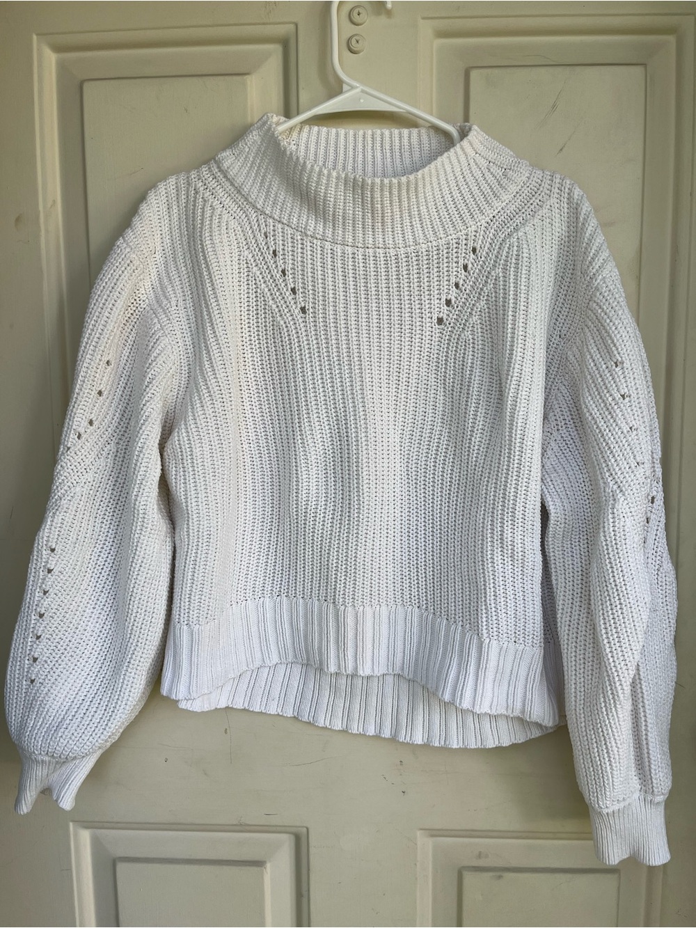 J. Crew Cream Ribbed Mock Neck Sweater 100% Cotton size Medium